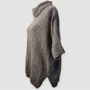 MNG By Mango Oversized 85% Wool Fuzzy Cowl Neck Marled Sweater Sz. M